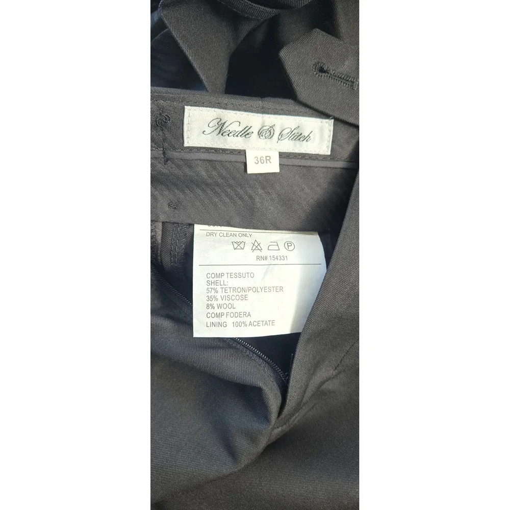 Needle & Stitch Mens Black Tuxedo Suit Set‎ 42R Jacket 36R Pants Wool Blend NWT